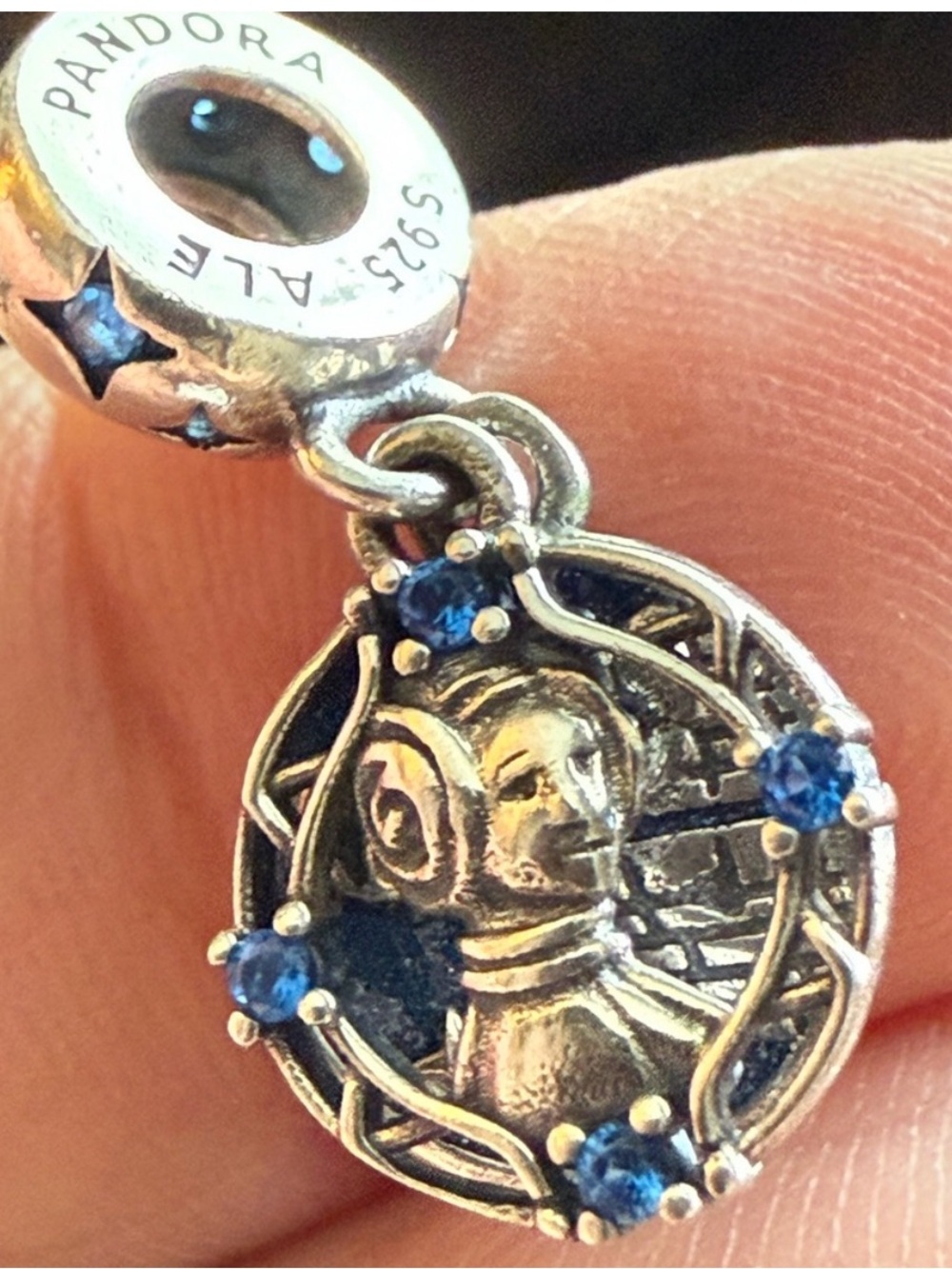 Sterling Silver Blue Zodiac Ram Charm Pendant - Picture 2 of 5